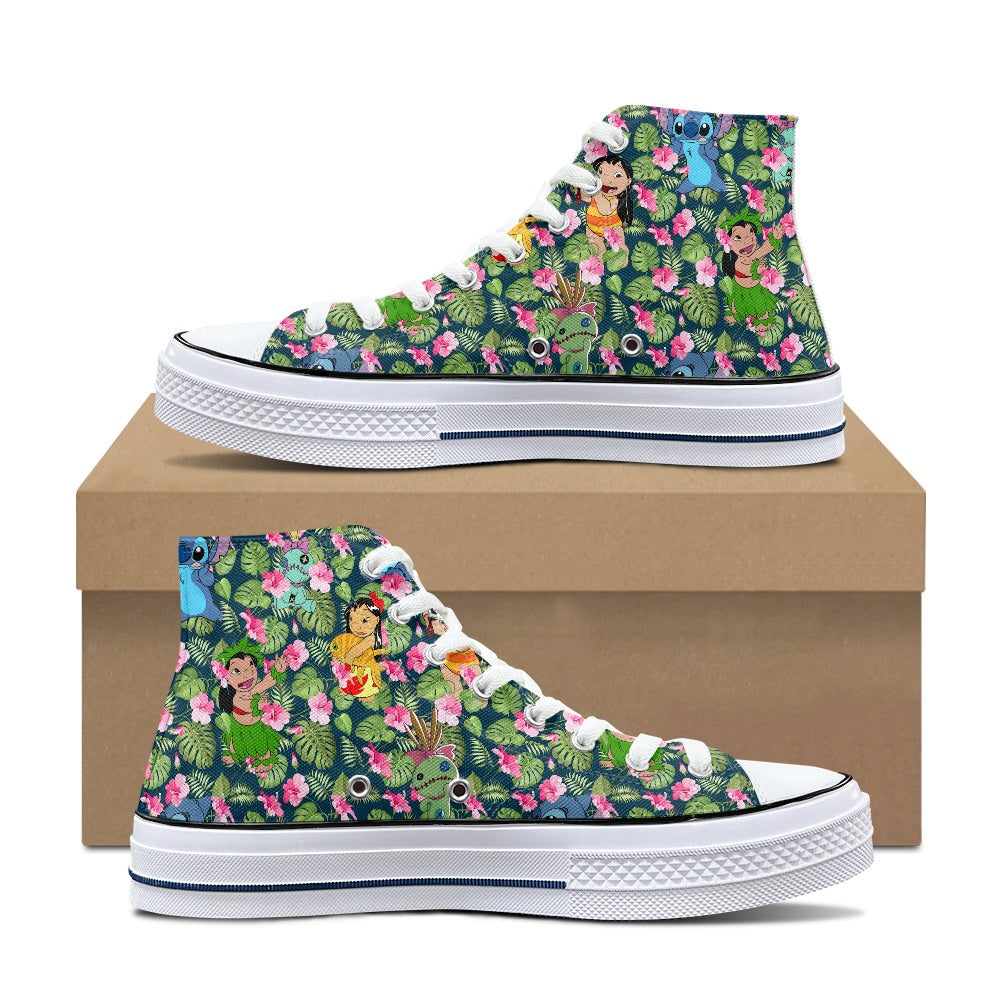 Hawaiian Alien High Top Canvas Shoes