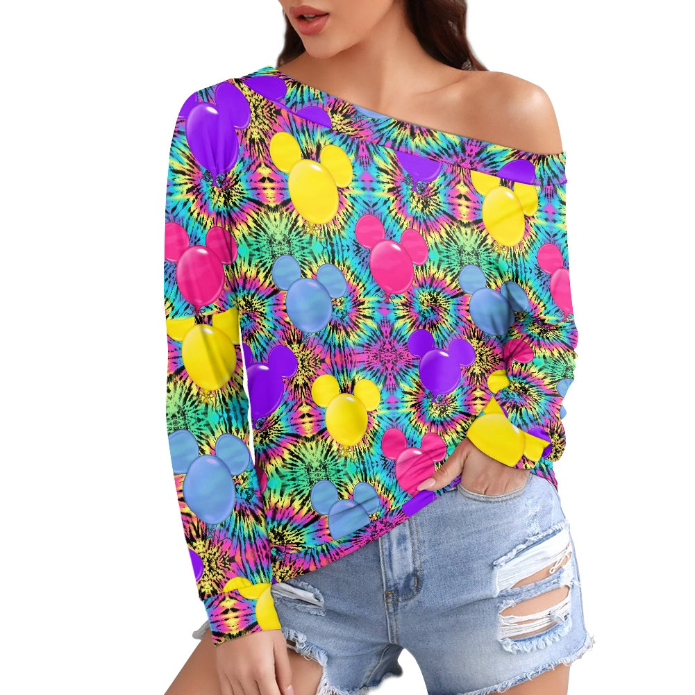 Tie Dye Mouse Women's one-shoulder top