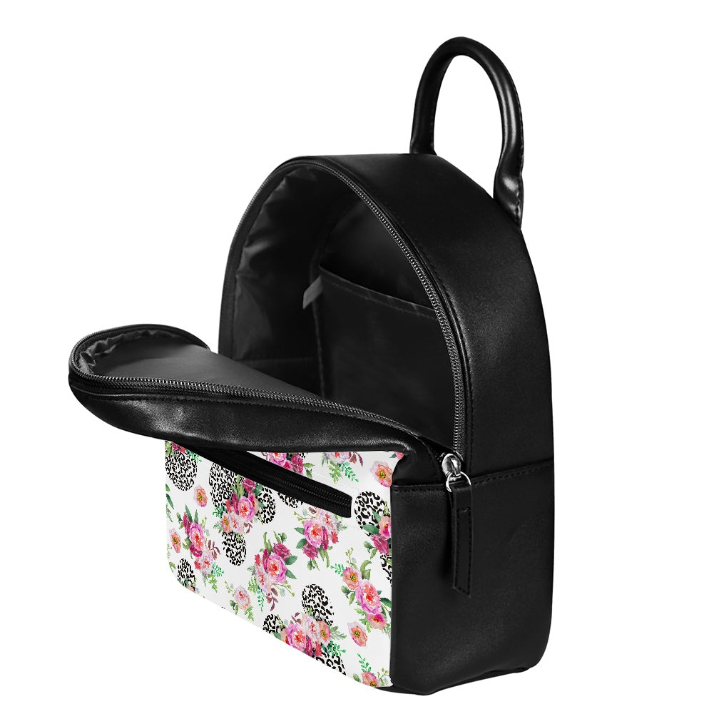 Floral Cheetah White Small Backpack