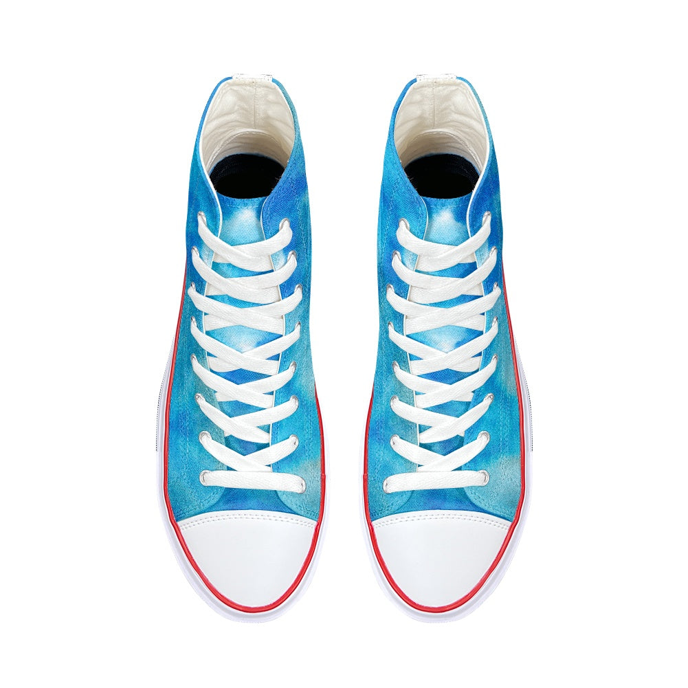 Blue Tie Dye iHigh Top Canvas Shoes