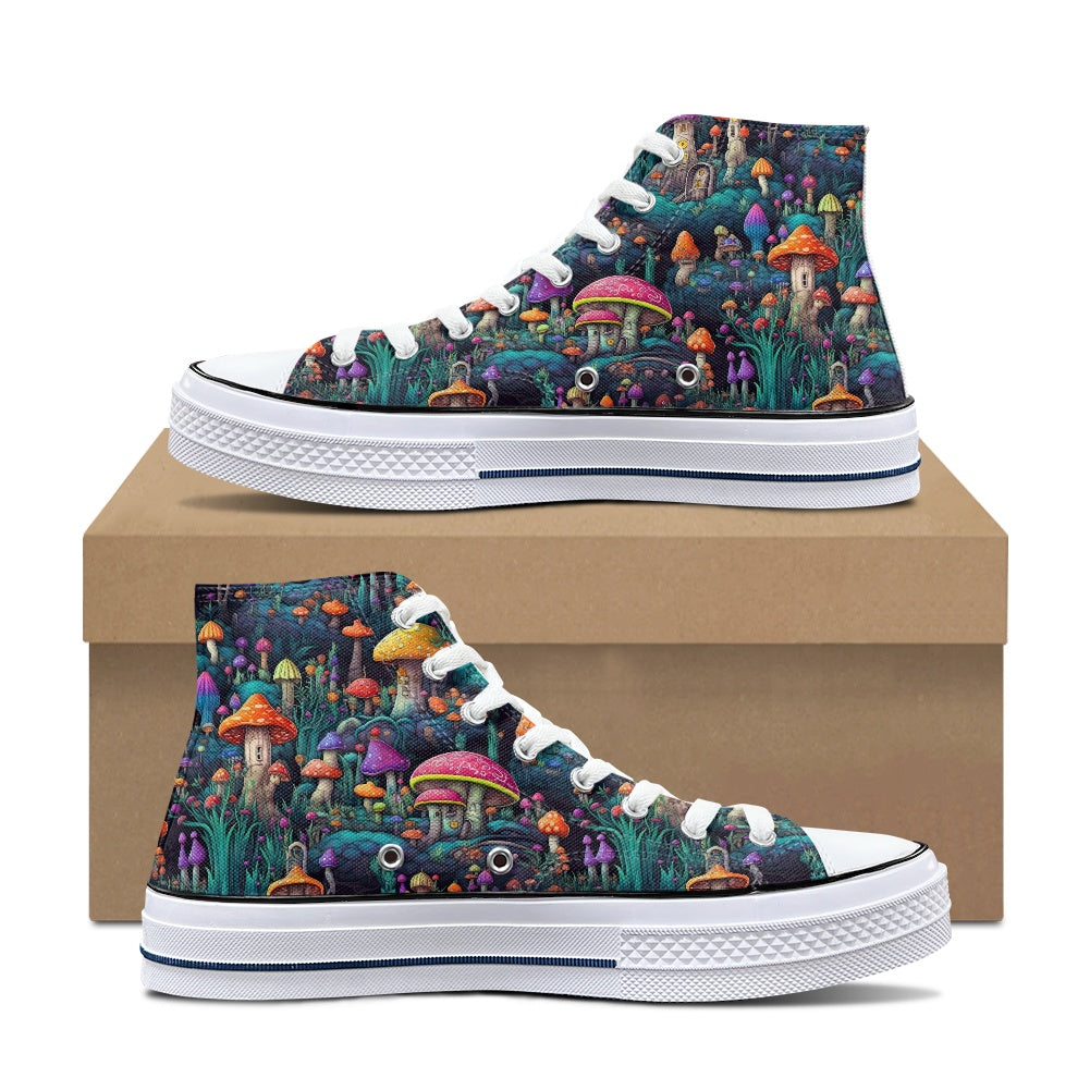 Neon Mushrooms High Top Canvas Shoes