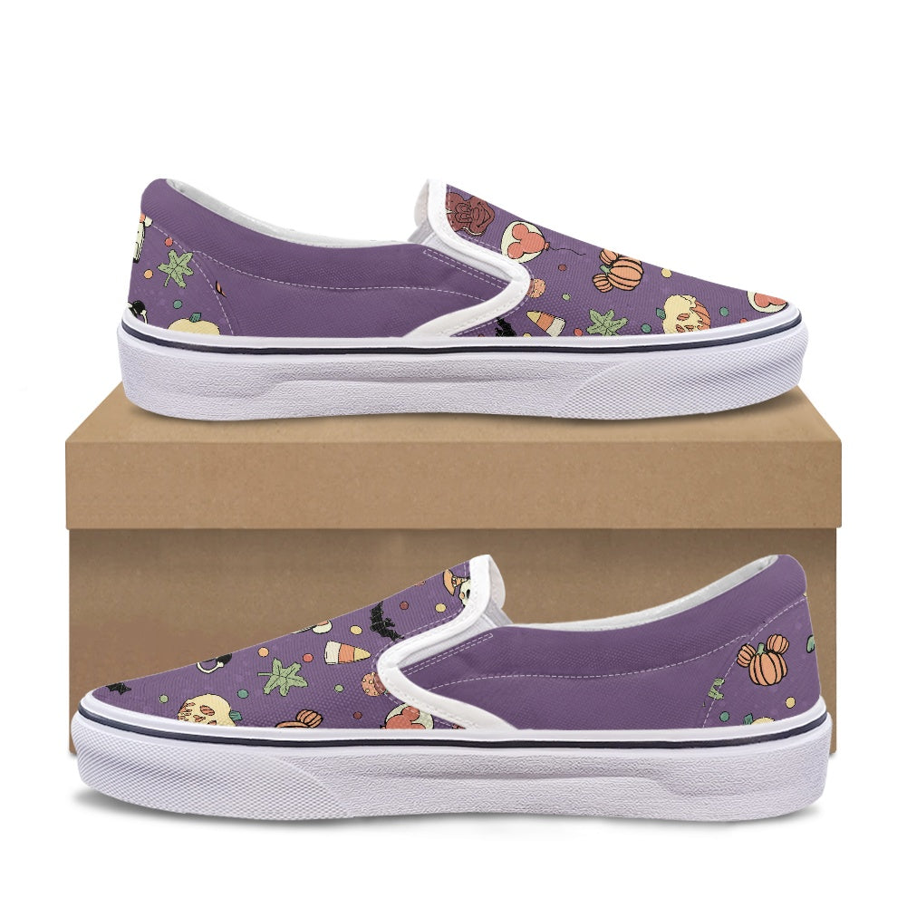 Boho Halloween Purple Pedal canvas shoes for Adult