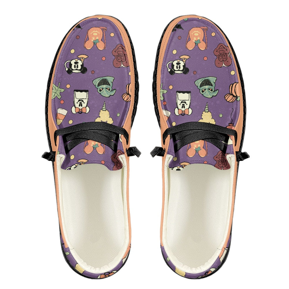 Boho Halloween Purple Men's Lace Up Loafers