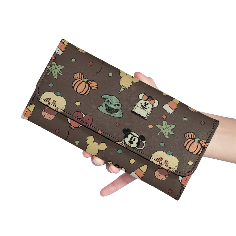Boho Halloween Brown Long Folding Wallet