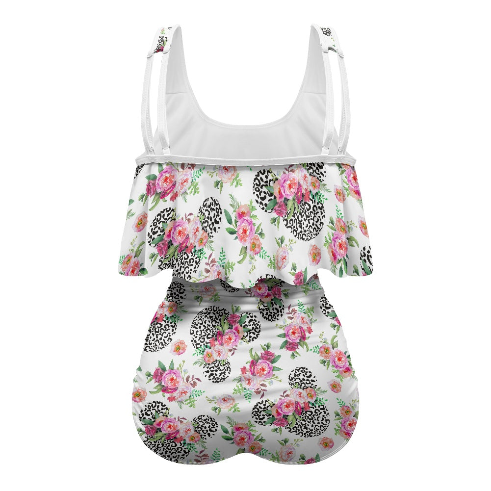 Floral Cheetah White Bikini swimsuit