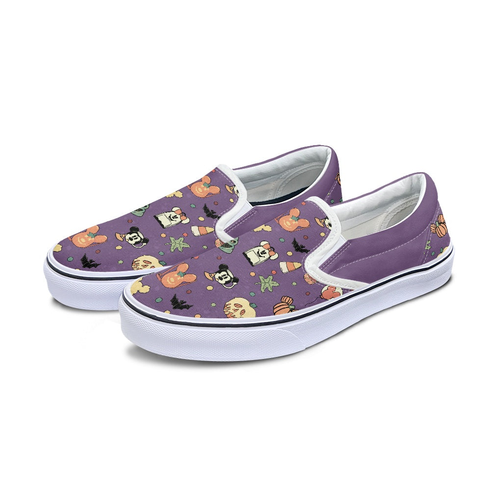 Boho Halloween Purple Pedal canvas shoes for Adult