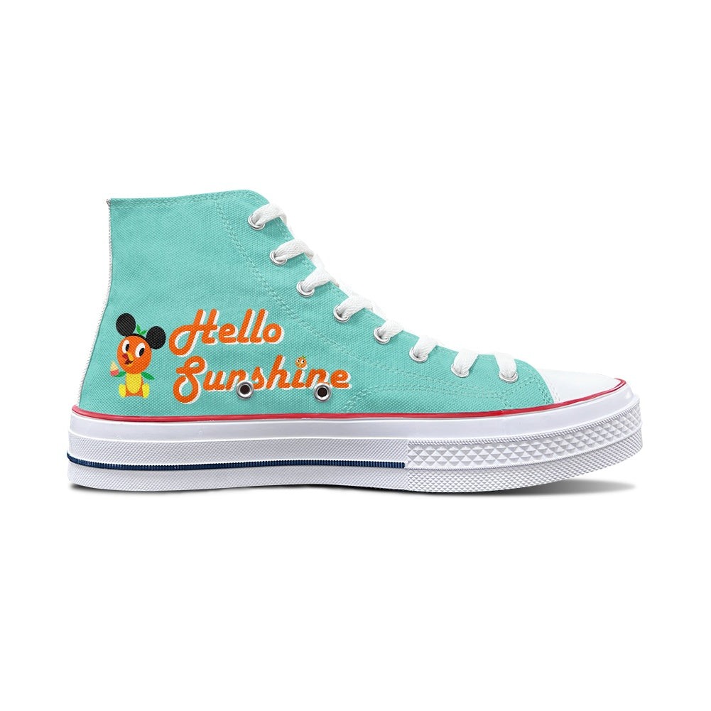 Hello Sunshine Orange Bird High Top Canvas Shoes