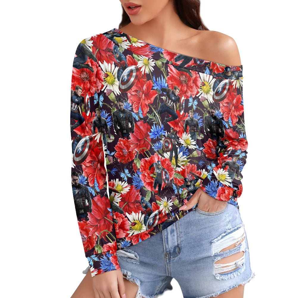 Floral Cap Women's one-shoulder top