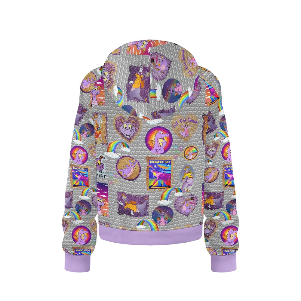 Purple Dragon Half Zip Hoodie sweatshirt loose short style