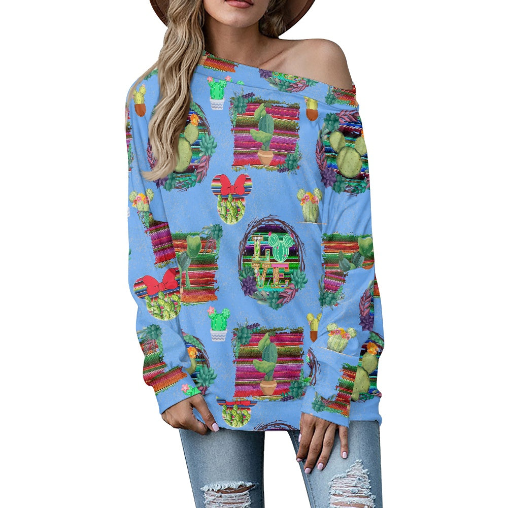 Mouse Cactus Women's one-shoulder top