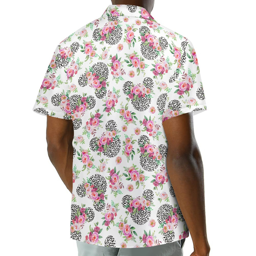 Floral Cheetah White Hawaiian shirt