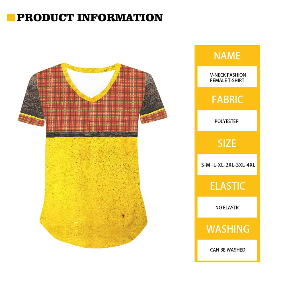 Fall Plaid Women's V-neck Top