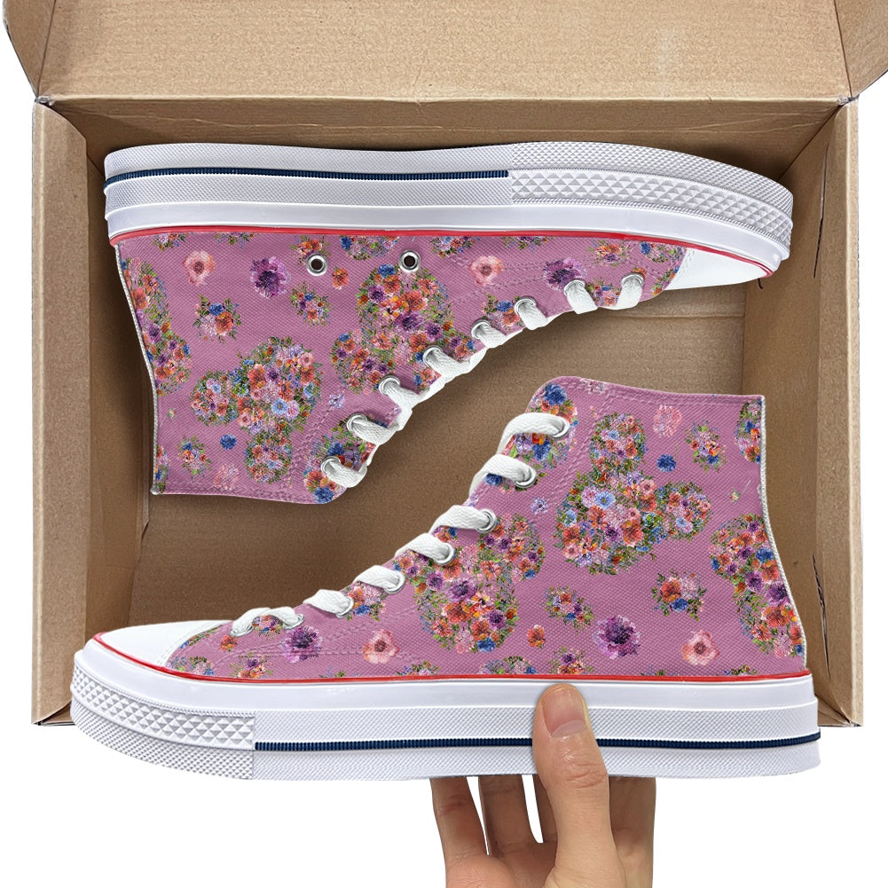 Floral Mouse High Top Canvas Shoes