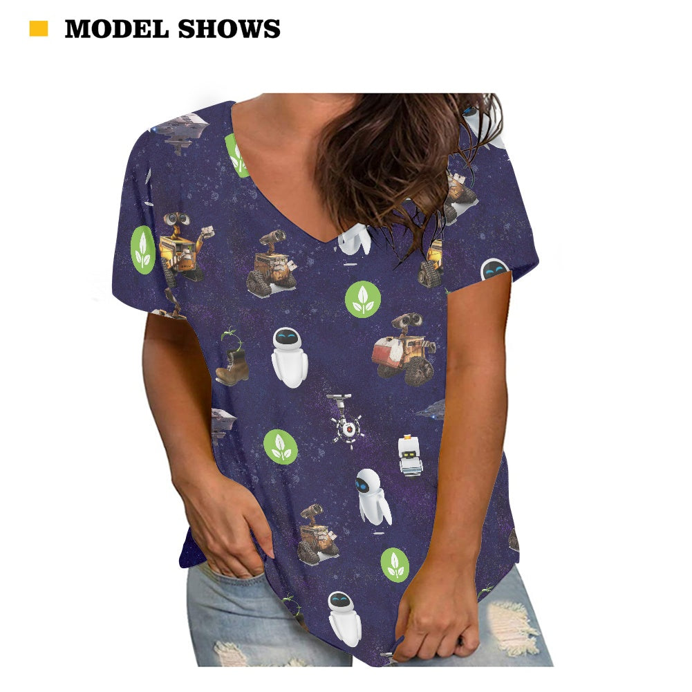 Space Robot Women's V-neck Top