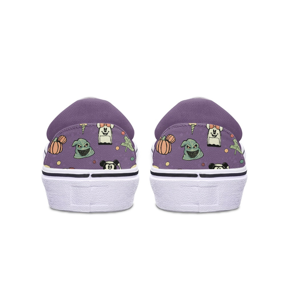 Boho Halloween Purple Pedal canvas shoes for Adult