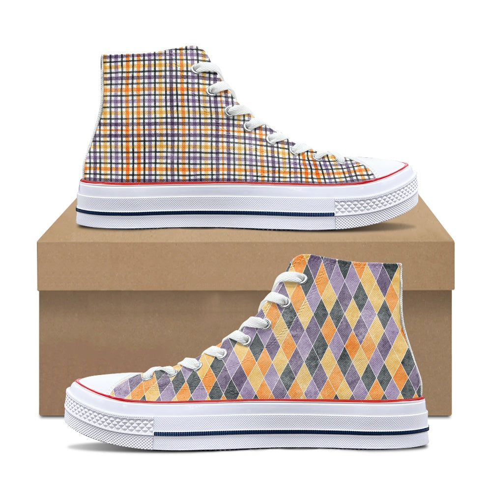 Harlequin Plaid High Top Canvas Shoes