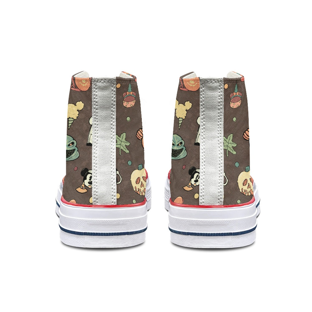 Boho Halloween Brown High Top Canvas Shoes
