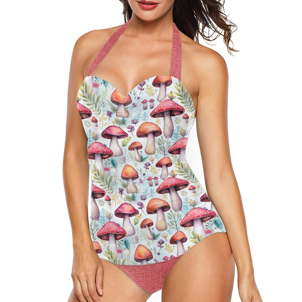 Red Mushrooms Strappy one piece
