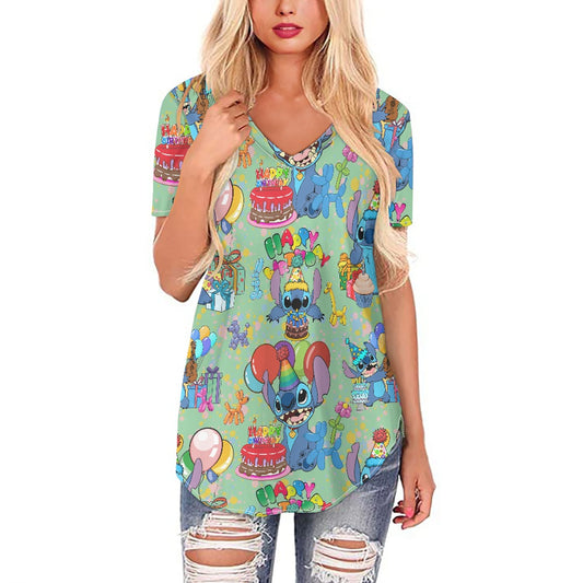 Birthday Alien Women's V-neck Top