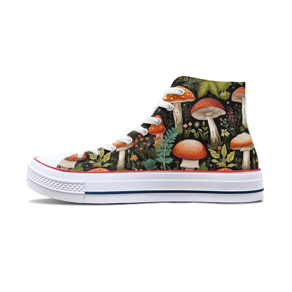 Burnt Orange Mushroom High Top Canvas Shoes