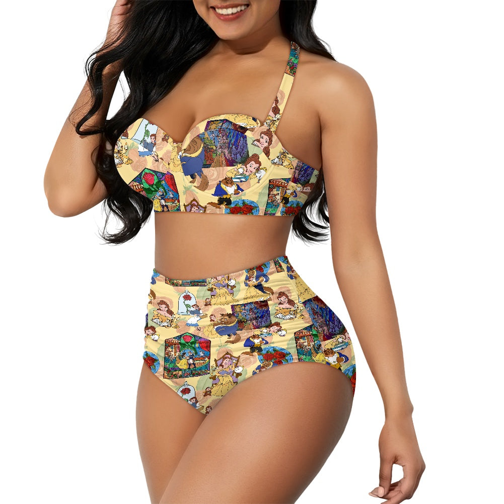 Rose Petal Princess Two-piece Swimsuit