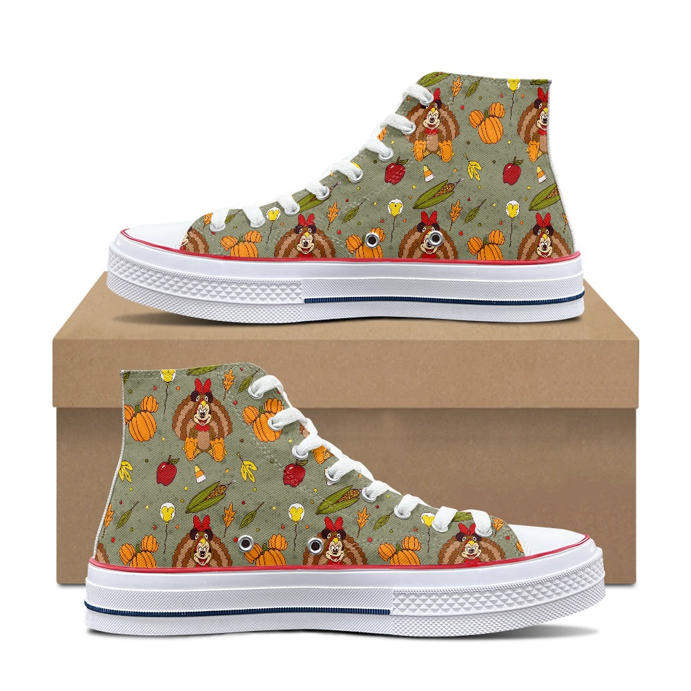 Turkey Mouse High Top Canvas Shoes