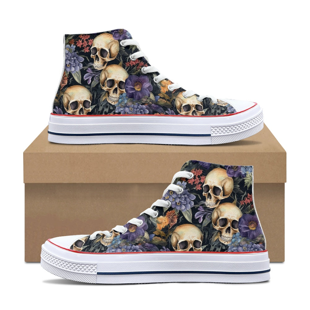 Floral Skulls High Top Canvas Shoes