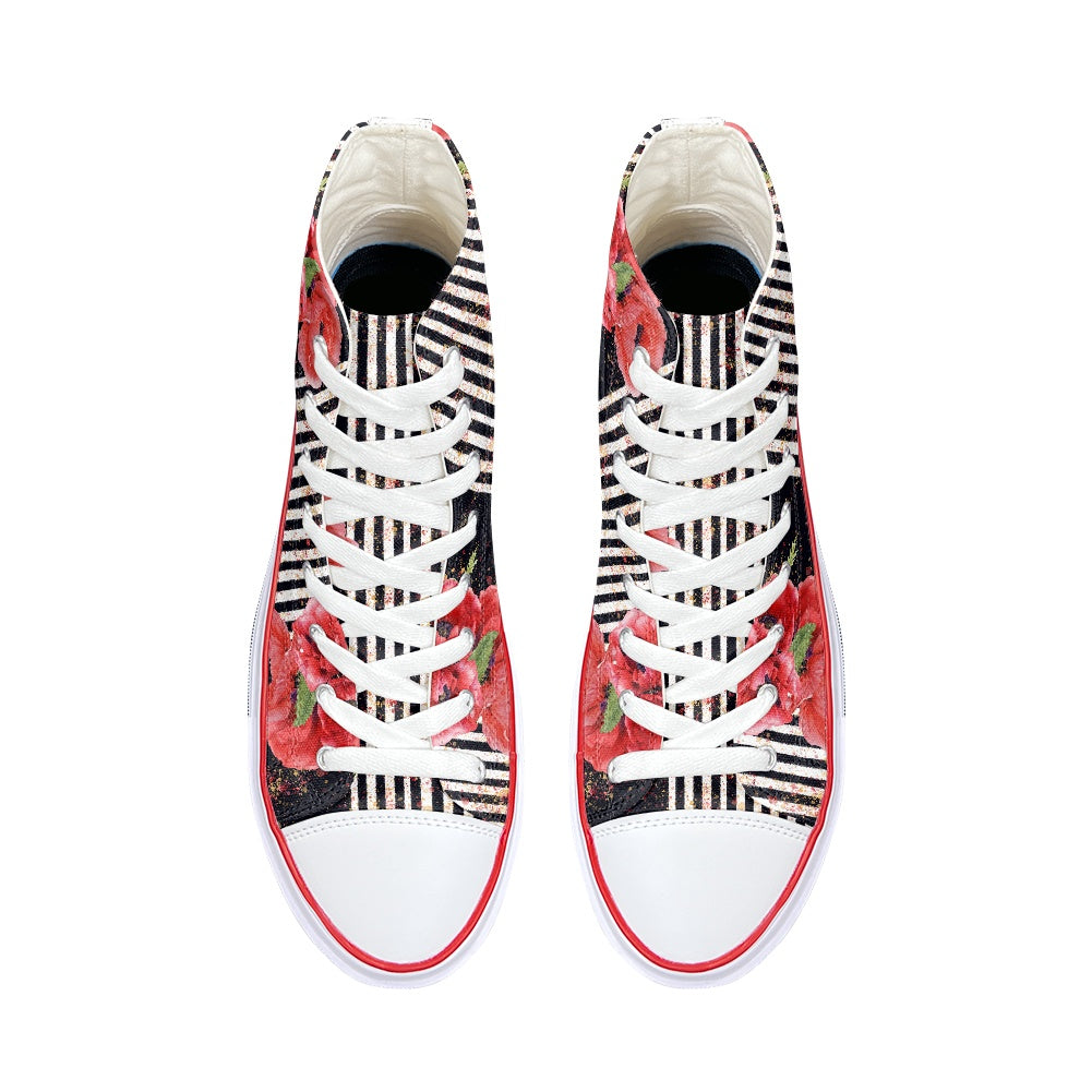 Poppy Stripe High Top Canvas Shoes