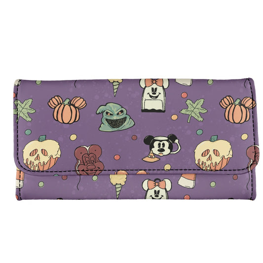 Boho Halloween Purple Long Folding Wallet