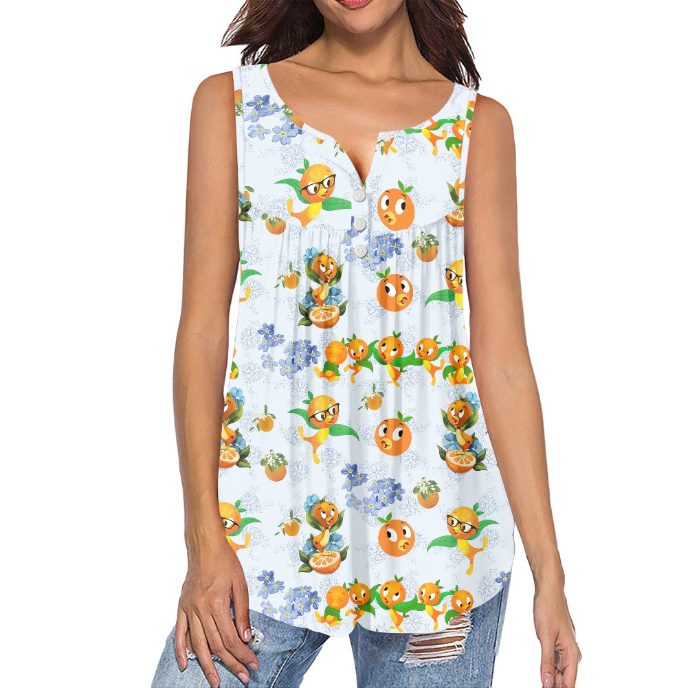 Classic Orange Bird Women's Sleeveless V-Neck Top