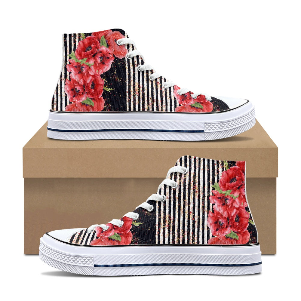 Poppy Stripe High Top Canvas Shoes