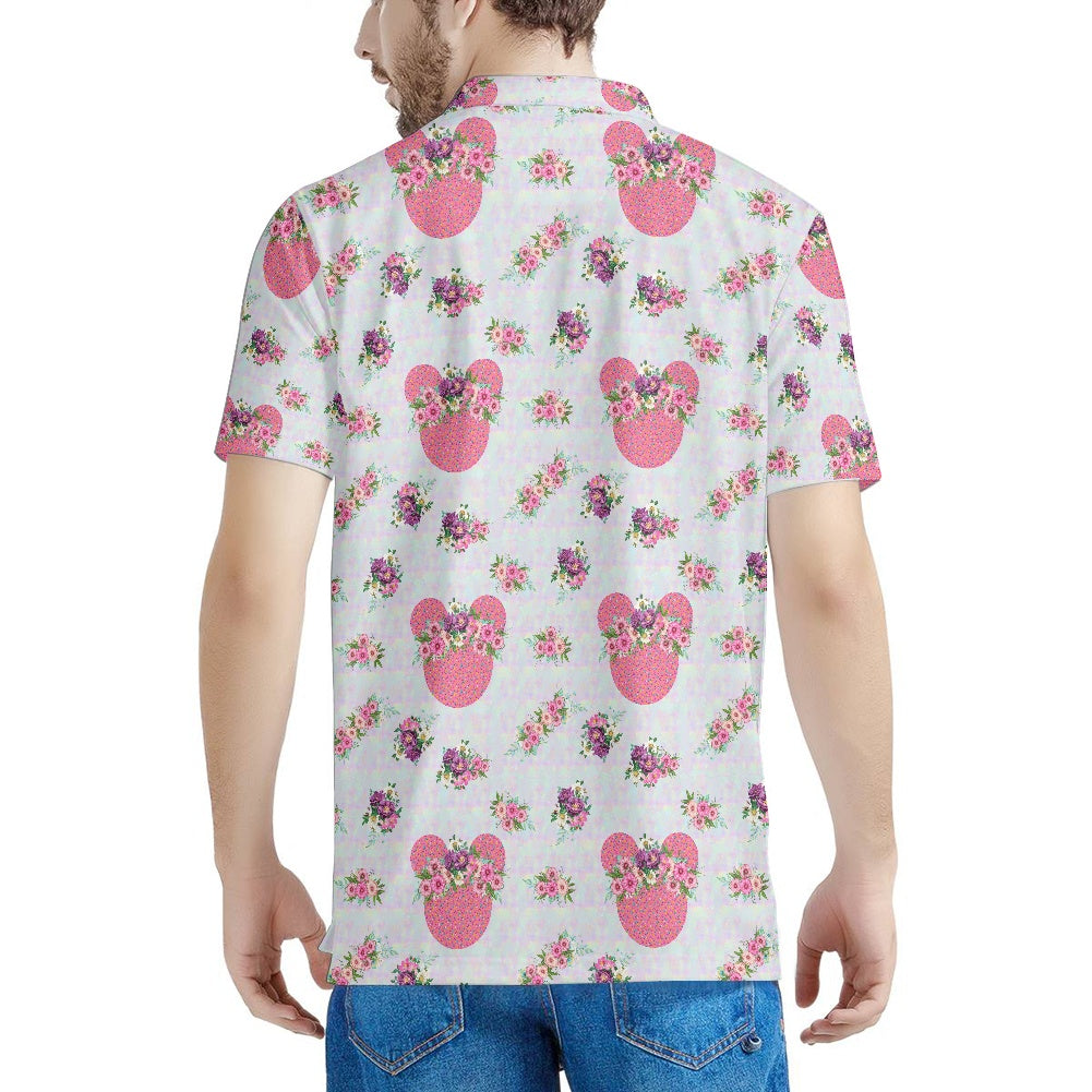 Pink Floral Crowns Polo T-shirt