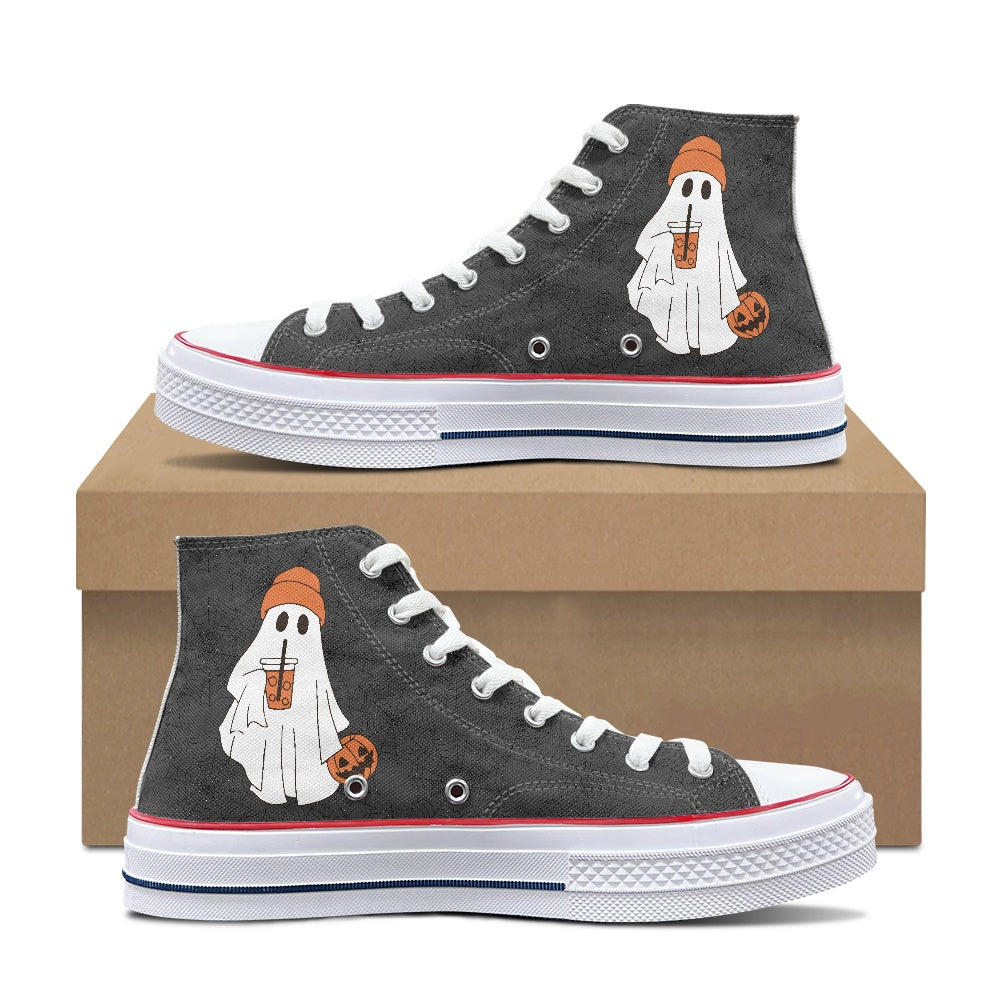 Spooky Coffee High Top Canvas Shoes