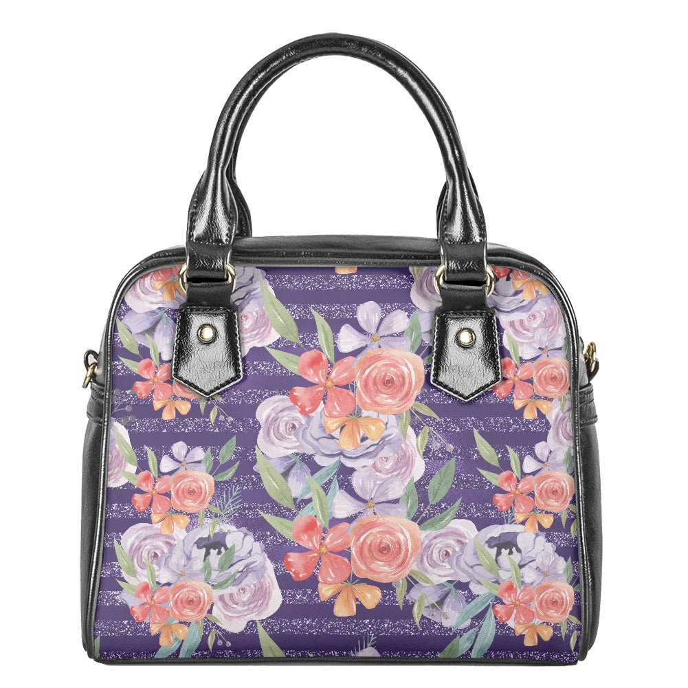 Purple and Peach Floral Bowler Bag