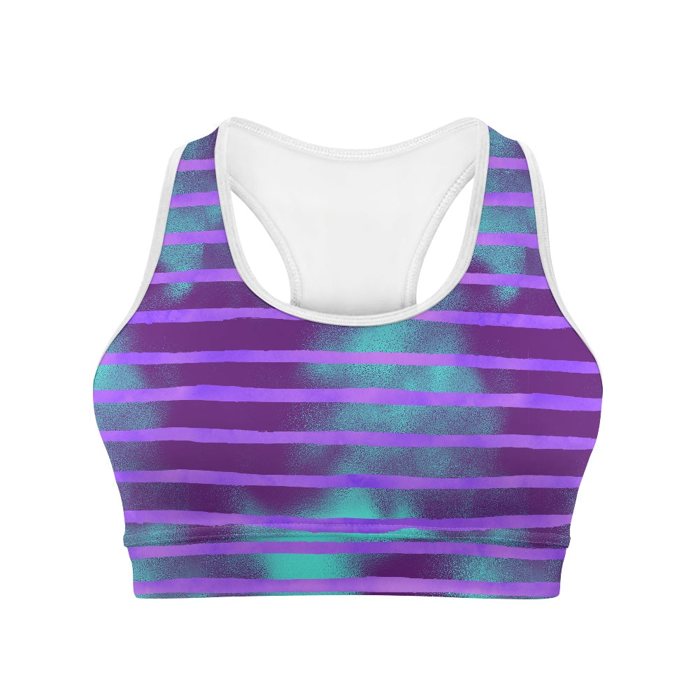 Aqua Purple Stripe Women's Sports Vest