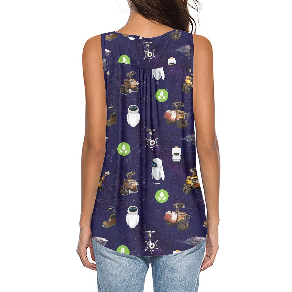 Space Robots Women's Sleeveless V-Neck Top