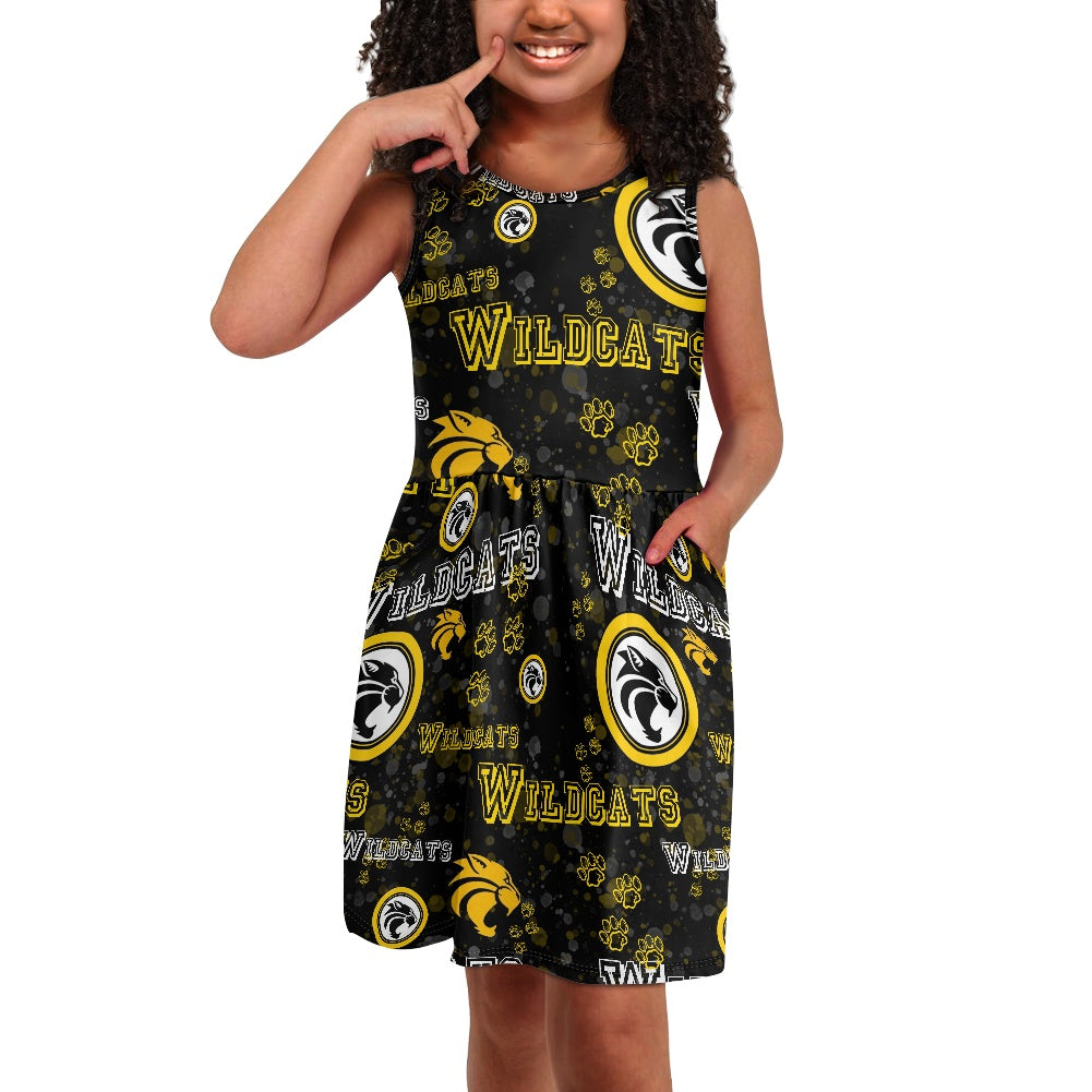 Wildcats All-Over Print Girl's Short Sleeve Dress