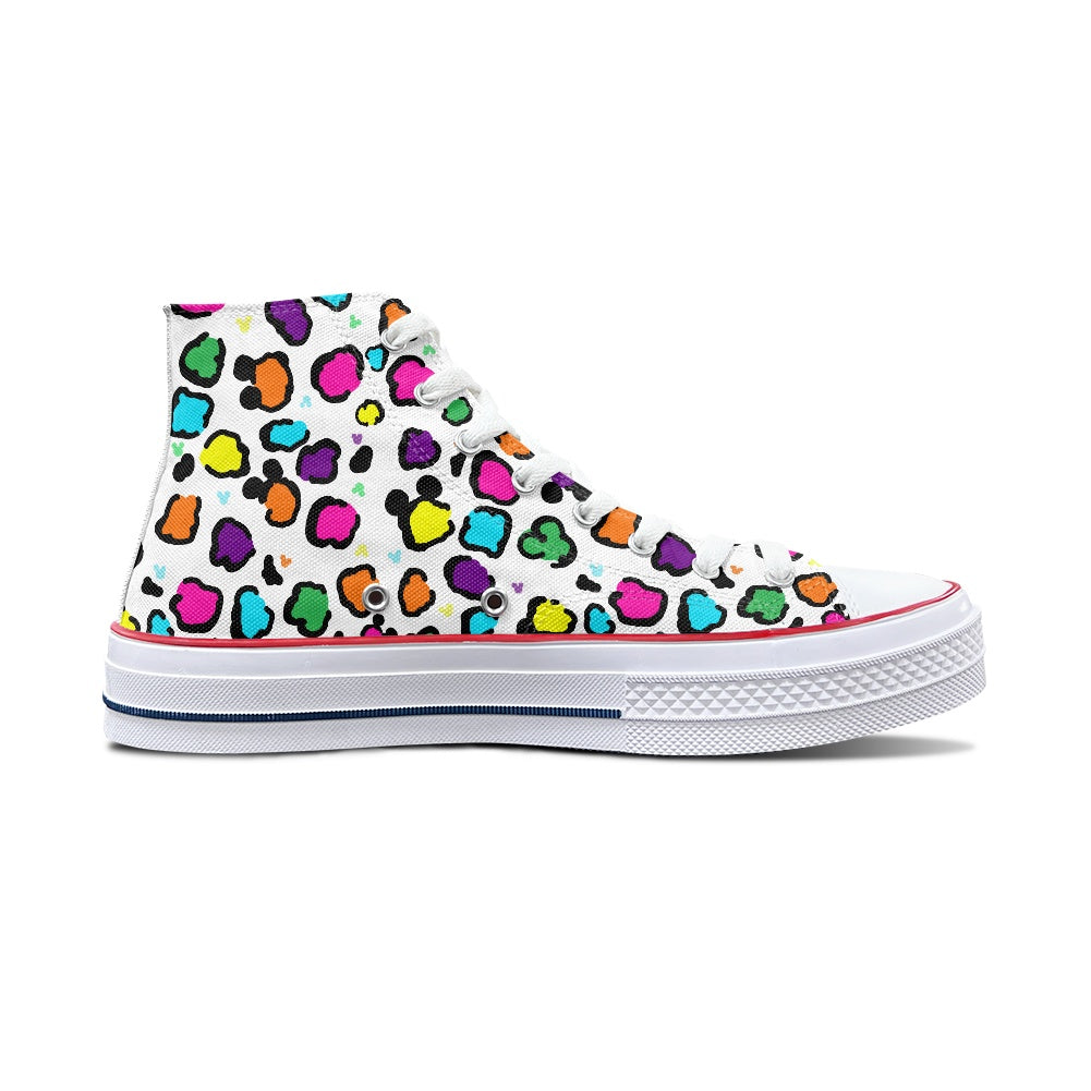 Neon Spots High Top Canvas Shoes