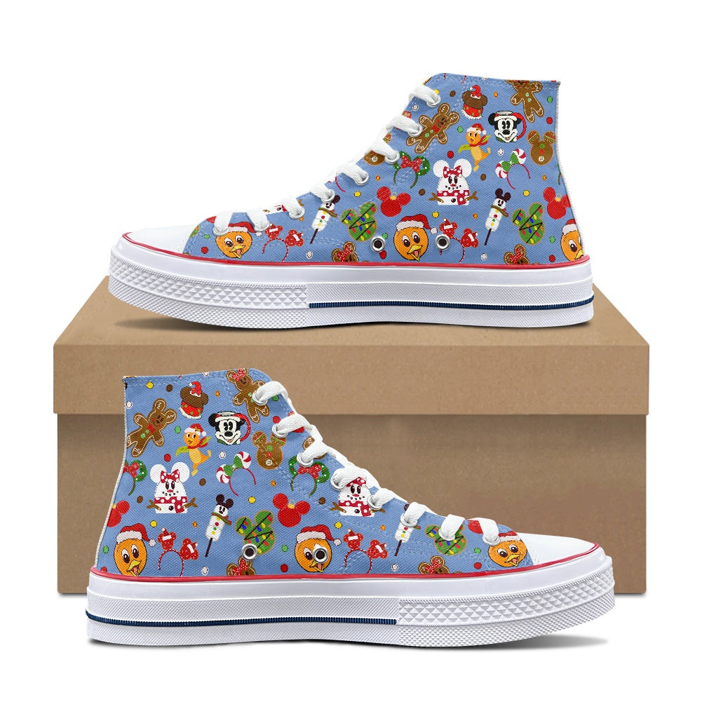 Christmas Sketch High Top Canvas Shoes