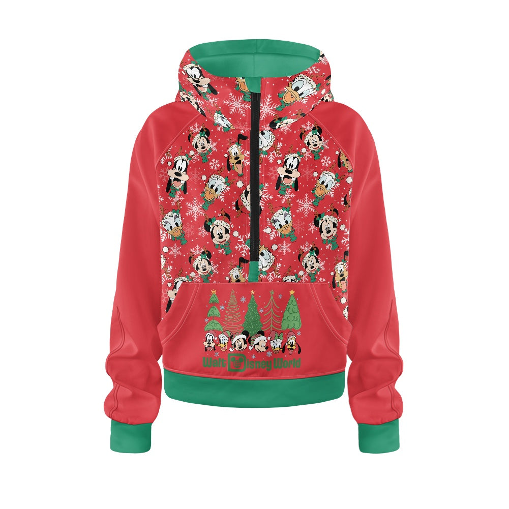 Christmas Friends Half zip hoodie sweatshirt loose short style