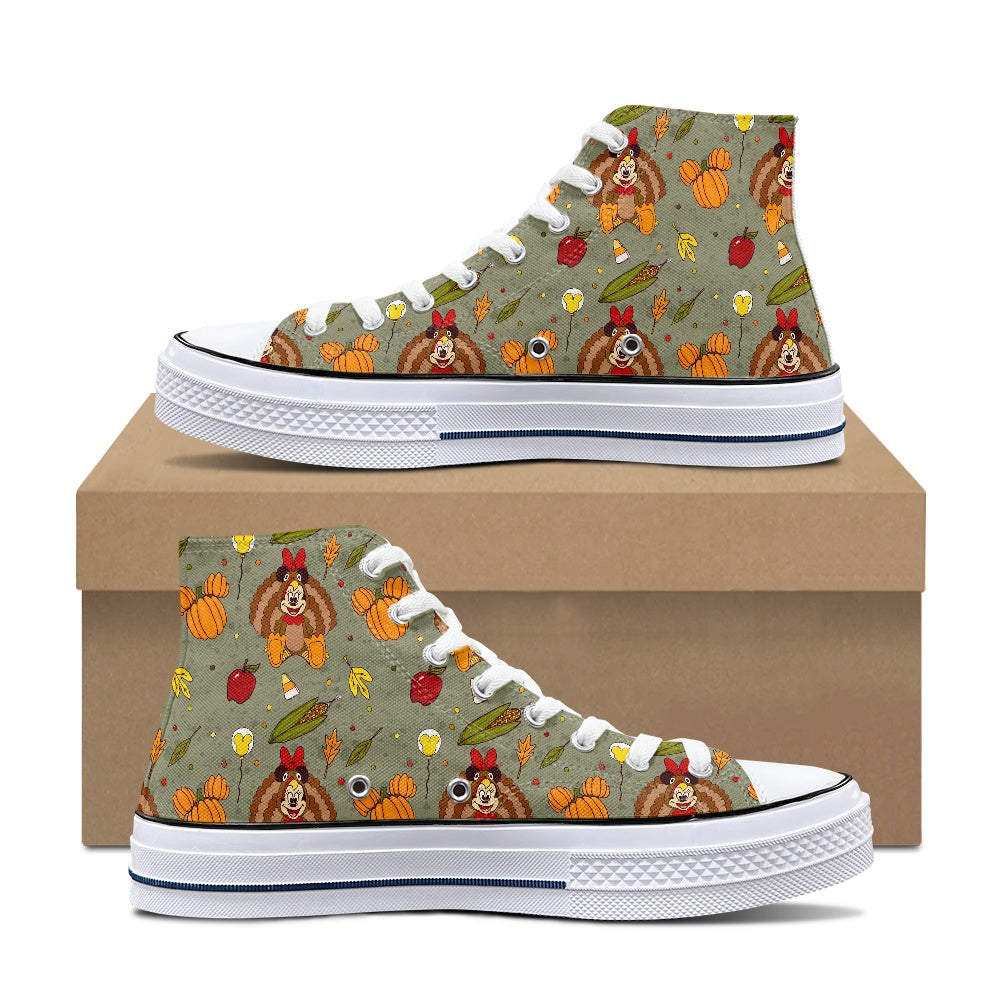Turkey Mouse High Top Canvas Shoes