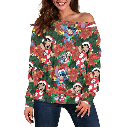 Hawaiian Christmas Women's one-shoulder top