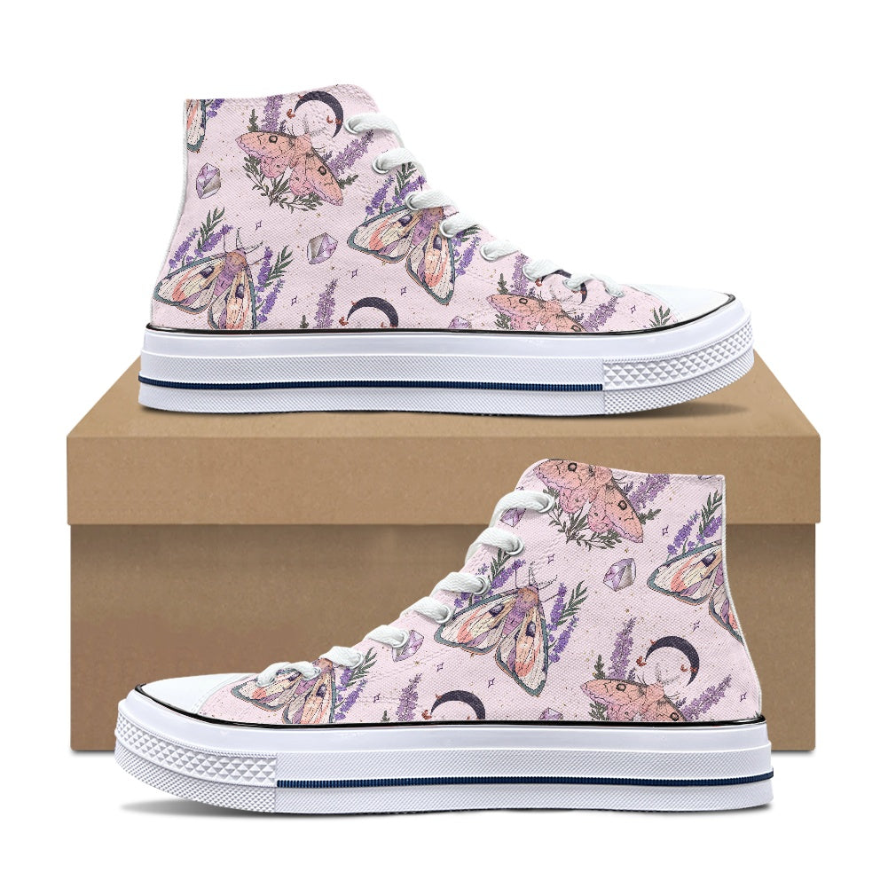 Lunar Moth Pastel High Top Canvas Shoes