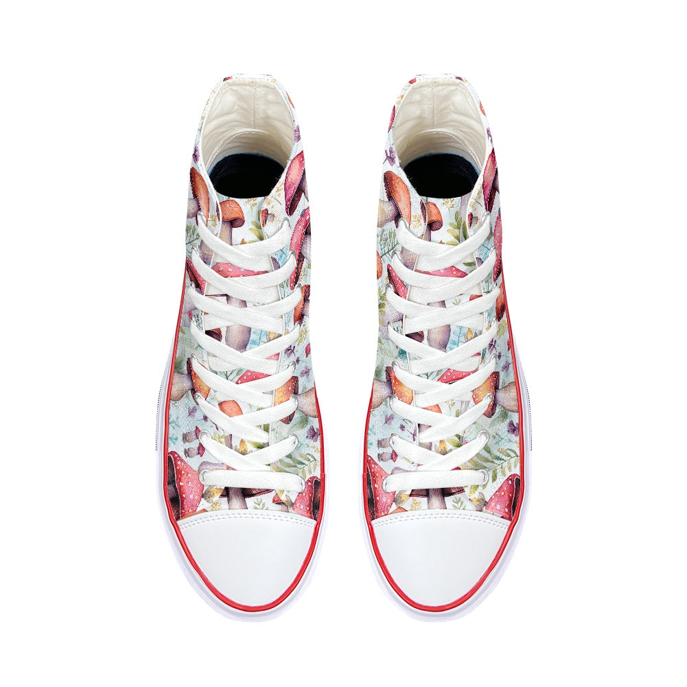 Red Mushrooms High Top Canvas Shoes