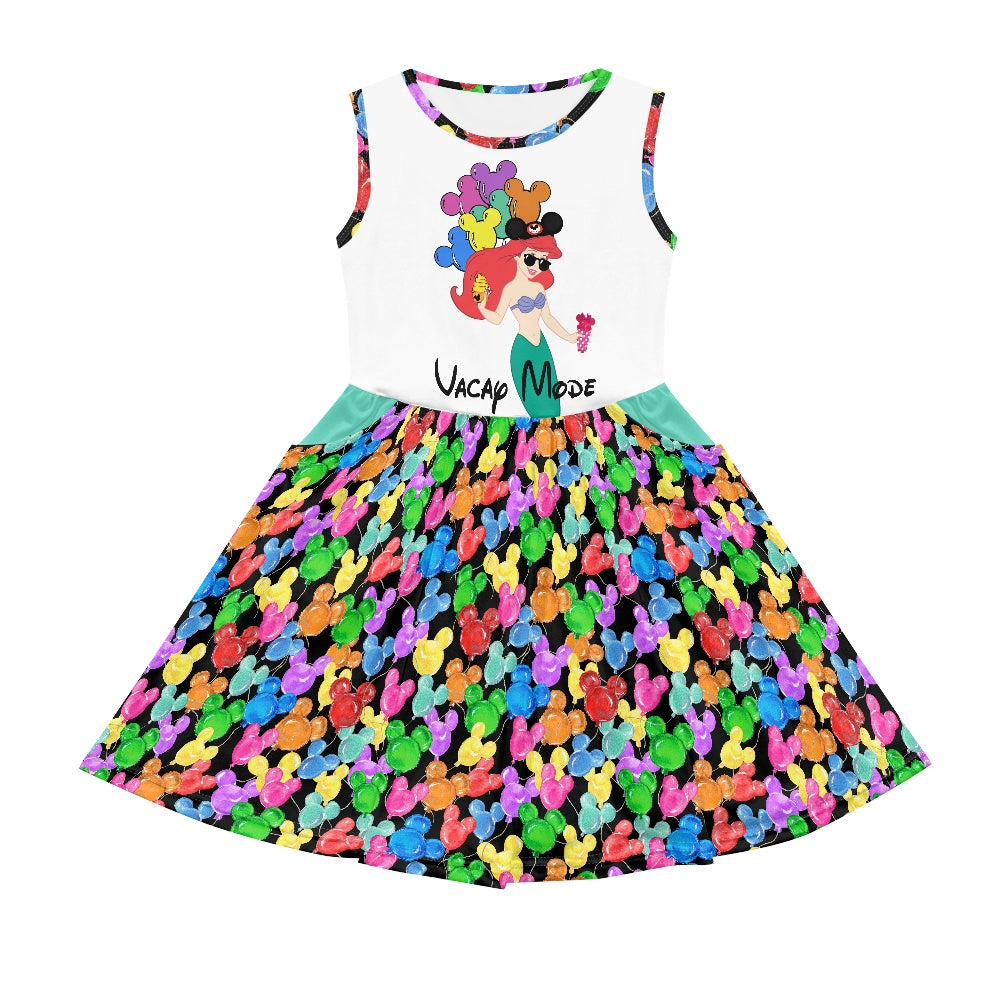 Mouse Balloons- Mermaid- Girl's dress with pockets