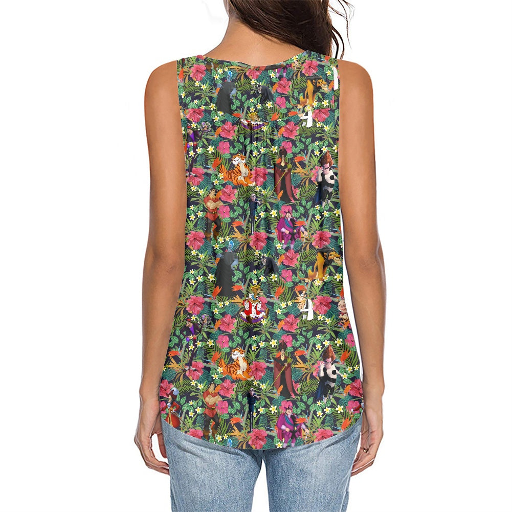 Tropical Male Villains Women's Sleeveless V-Neck Top