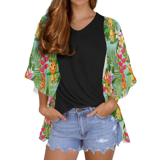 Tropical Orange Bird Women's cardigan chiffon shirt