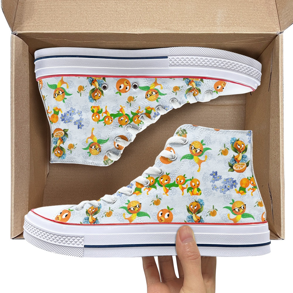 Classic Orange Bird High Top Canvas Shoes