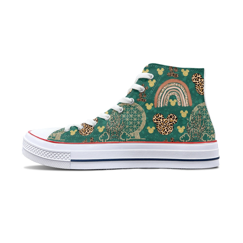 Cheetah Rainbow High Top Canvas Shoes