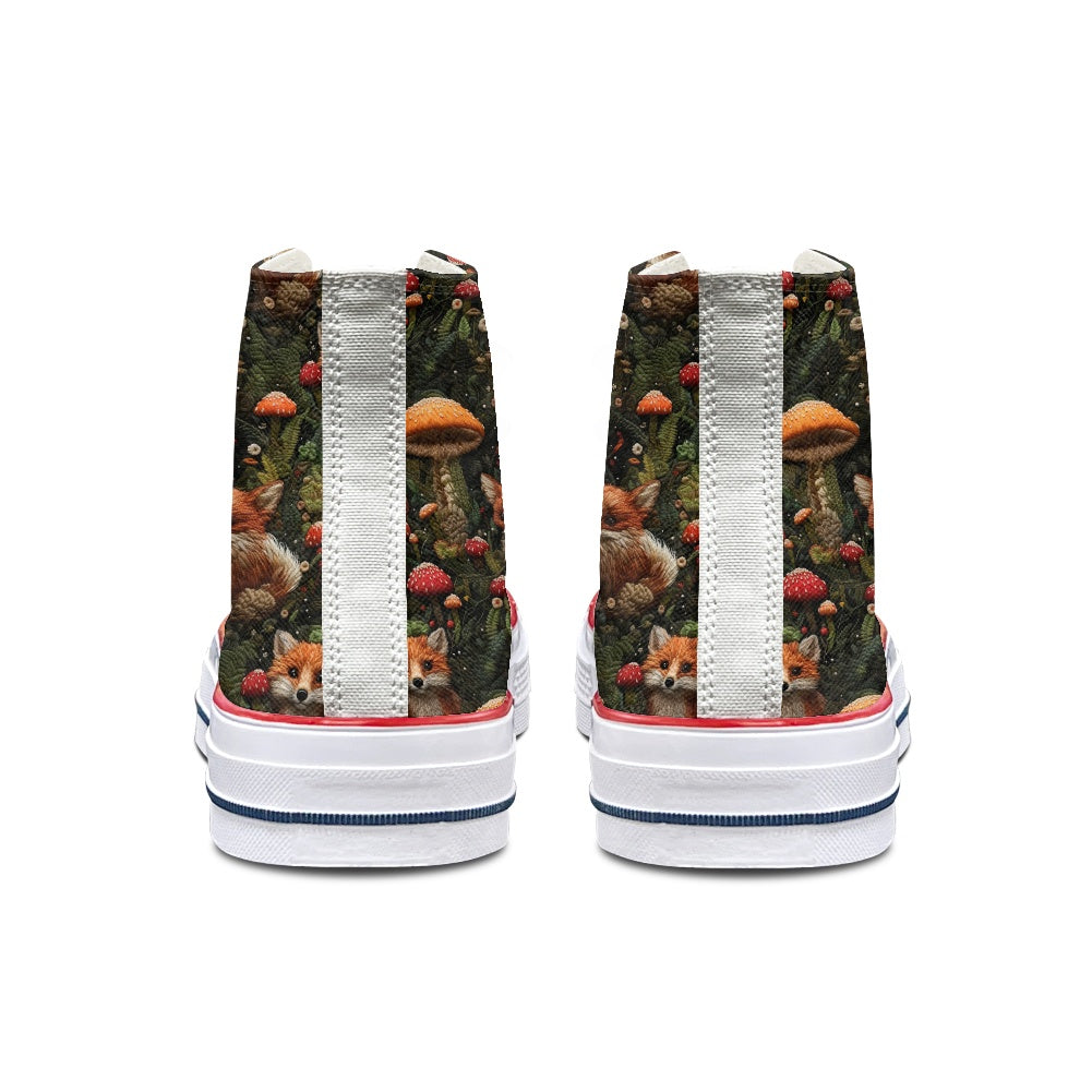 Fox and Mushrooms High Top Canvas Shoes